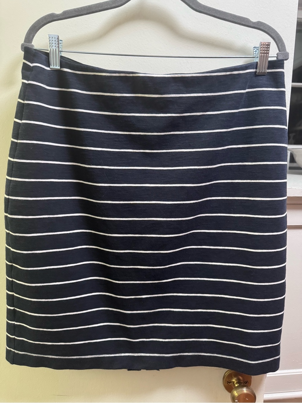 Banana Republic Navy and White Striped Pencil Skirt